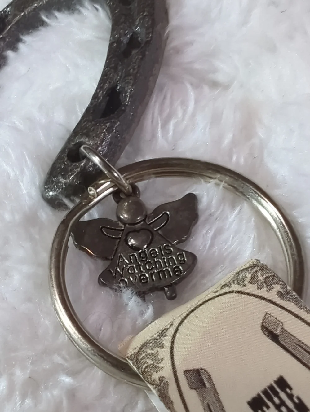 The Lucky Horse Key Ring With Horseshoe & Angel Charm NWT